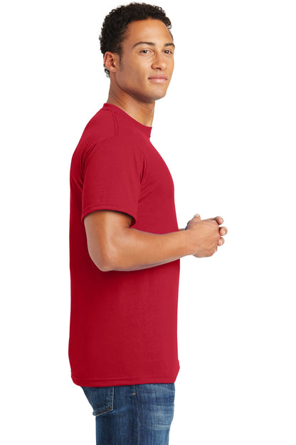Right View of True Red Jerzees Dri-Power 100% Polyester T-Shirt. 21M plain