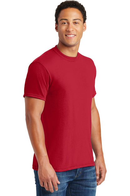 Right View of True Red Jerzees Dri-Power 100% Polyester T-Shirt. 21M plain