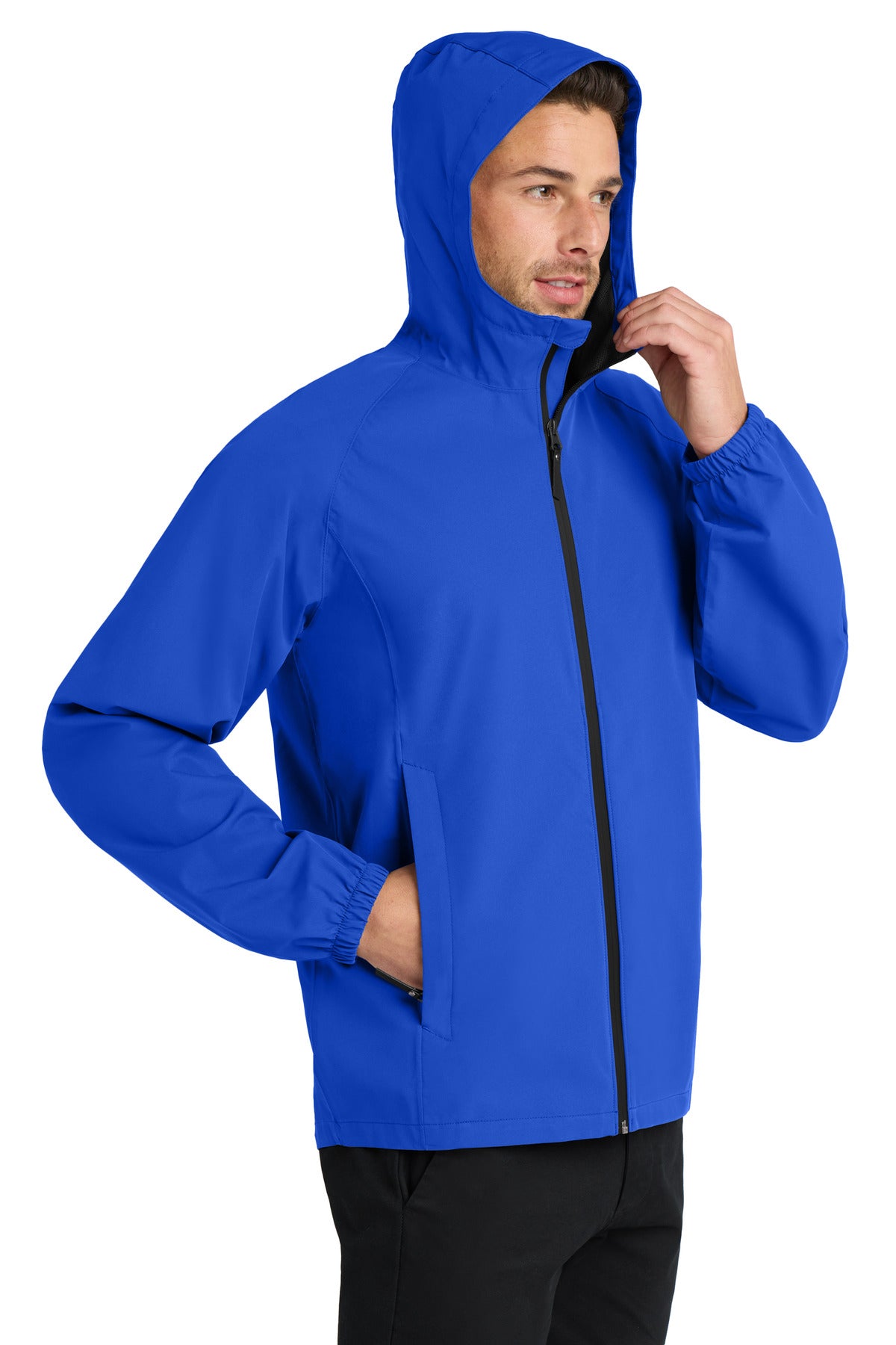 Right View of True Royal Port Authority Essential Rain Jacket J407 plain