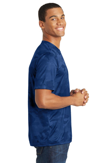 Right View of True Royal Sport-Tek CamoHex Tee. ST370 plain