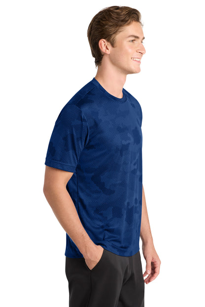 Right View of True Royal Sport-Tek CamoHex Tee. ST370 plain