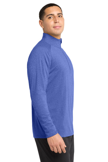 Right View of True Ryl Hthr Sport-Tek Tall Sport-Wick Stretch 1/4-Zip Pullover. TST850 plain