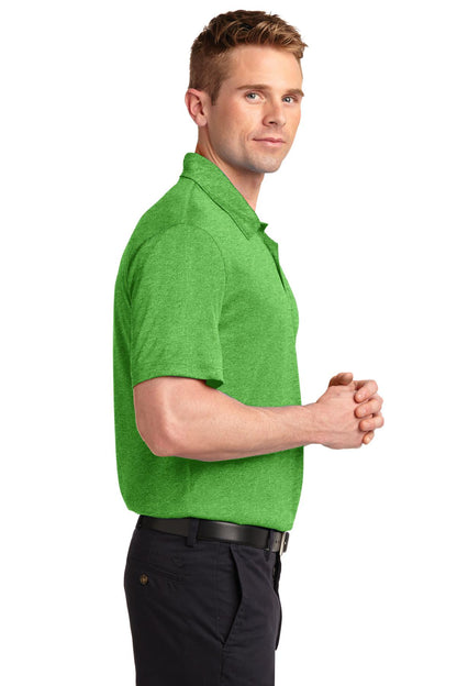 Right View of Turf Green Hth Sport-Tek Heather Contender Polo. ST660 plain