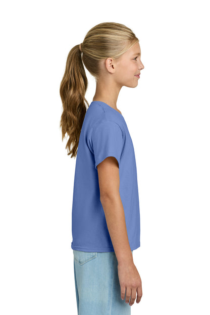 Right View of Violet Gildan Youth Light Cotton Tee 3000B plain
