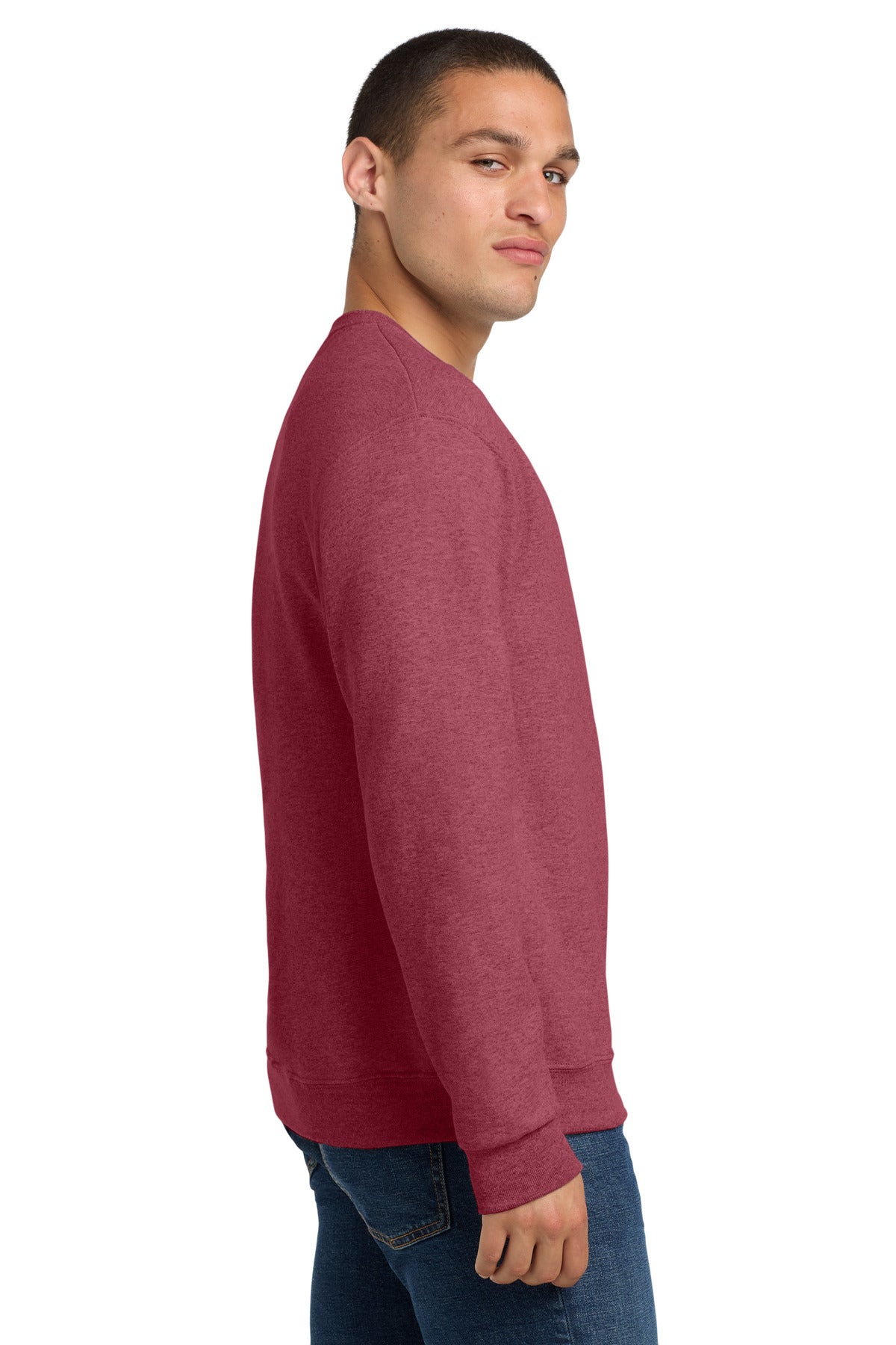 Right View of VtgHtrRed Jerzees - NuBlend Crewneck Sweatshirt. 562M plain