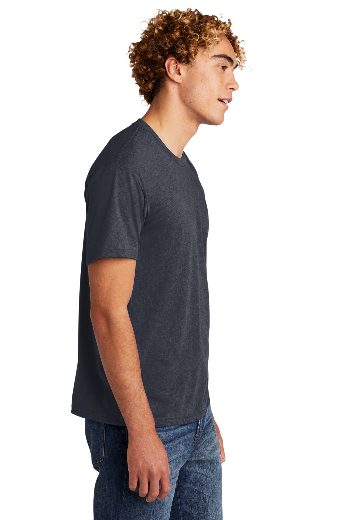 Right View of VtgNavy Next Level Apparel Adult Tri-Blend Tee. NL6010 plain