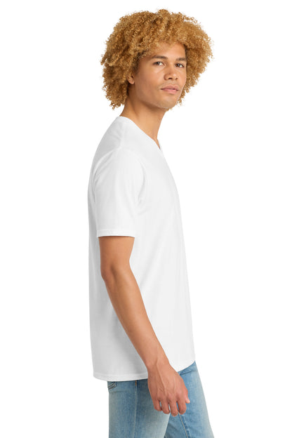 Right View of White District Perfect Tri V-Neck Tee. DT1350 plain