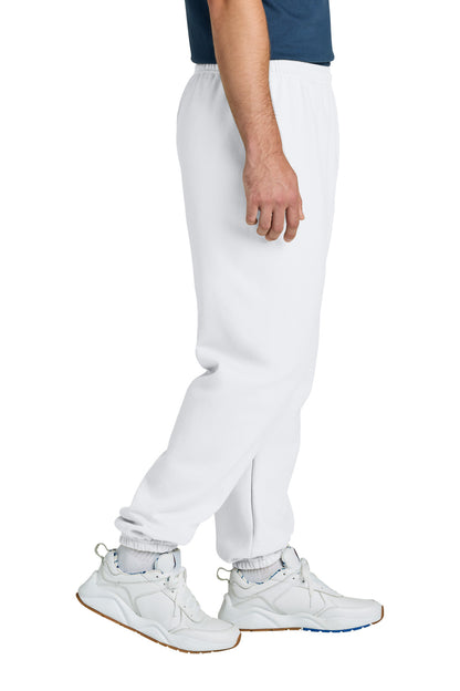 Right View of White Gildan Heavy Blend Sweatpant. 18200 plain
