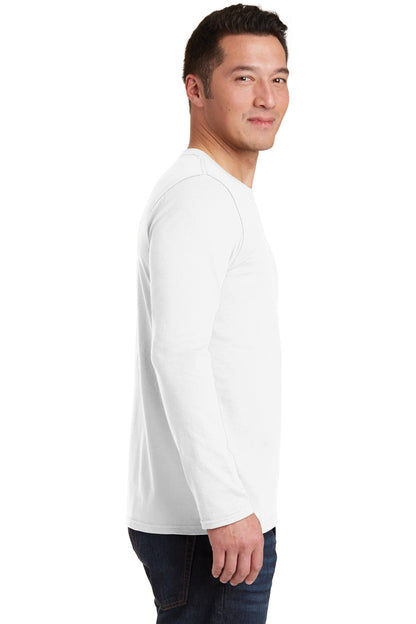 Right View of White Gildan Softstyle Long Sleeve T-Shirt. 64400 plain