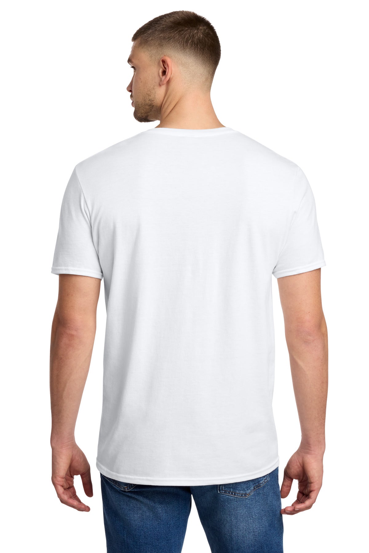 Right View of White Jerzees Premium Blend Ring Spun T-Shirt 560M plain