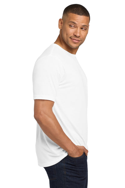 Right View of White Next Level Apparel Adult Poly/Cotton Tee. NL6200 plain
