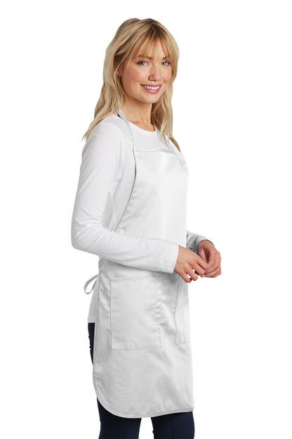 Right View of White Port Authority Full-Length Apron. A520 plain