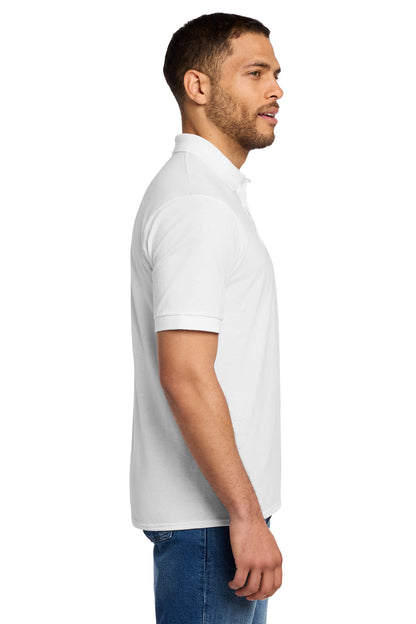 Right View of White Port & Co Core Blend Jersey Knit Polo. KP55 plain