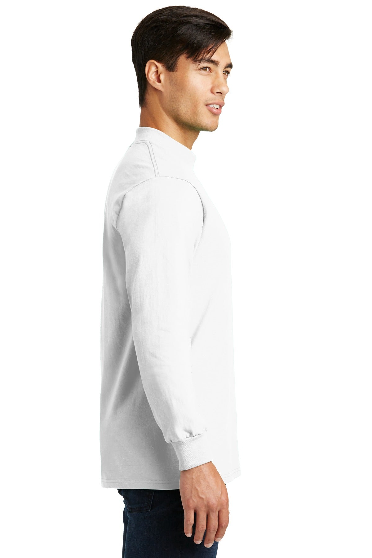 Right View of White Port & Co Essential Mock Turtleneck. PC61M plain