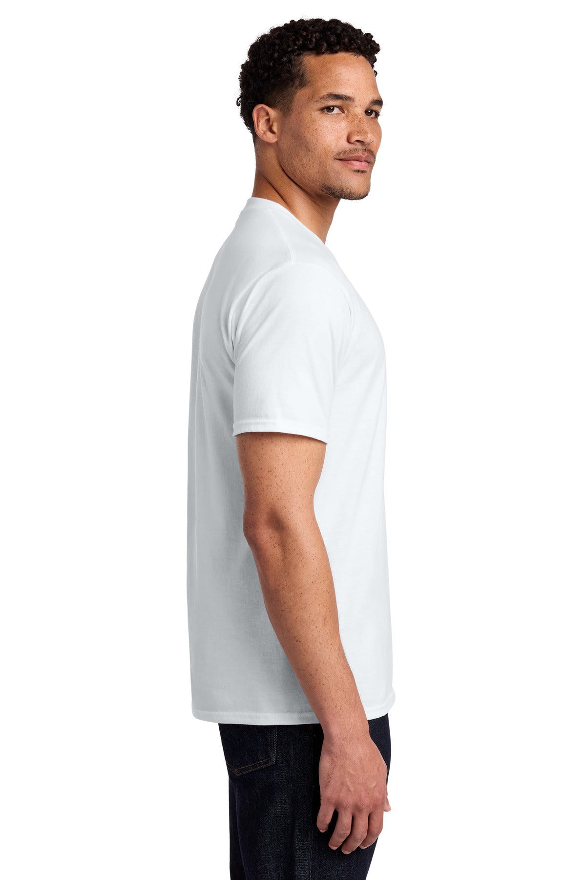 Right View of White Port & Co Fan Favorite Tee. PC450 plain