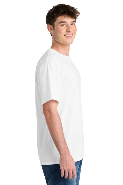 Right View of White Port & Co Performance Blend Tee. PC381 plain
