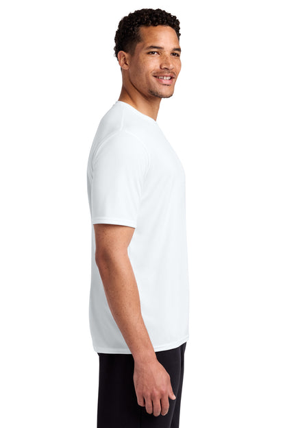 Right View of White Port & Co Performance Tee. PC380 plain
