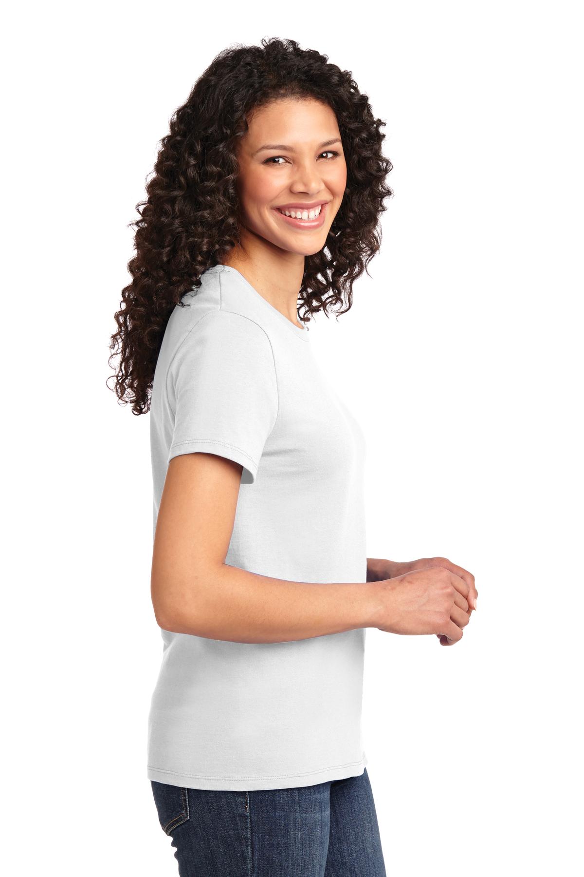 Right View of White Port & Co Women's Essential Tee. LPC61 plain