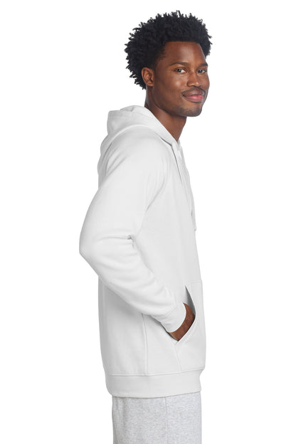 Right View of White Sport-Tek Drive Fleece Pullover Hoodie STF200 plain