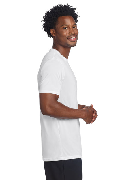 Right View of White Sport-Tek Echo Tee ST760 plain