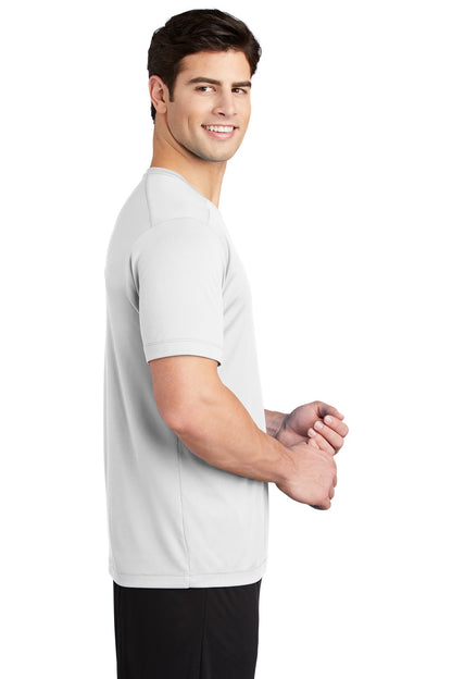 Right View of White Sport-Tek Posi-UV Pro Tee. ST420 plain