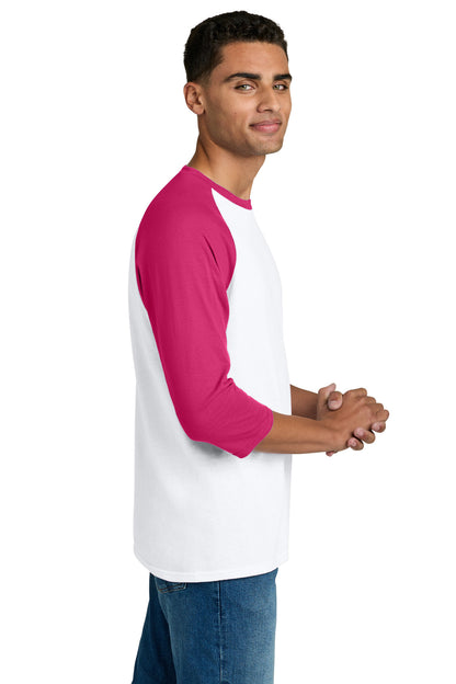 Right View of WTrmHelicn Gildan Heavy Cotton 3/4-Sleeve Raglan T-Shirt. 5700 plain