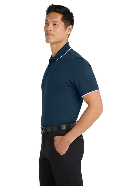River Bl Ny/Wh Port Authority Dry Zone UV Micro-Mesh Tipped Polo. K111 plain