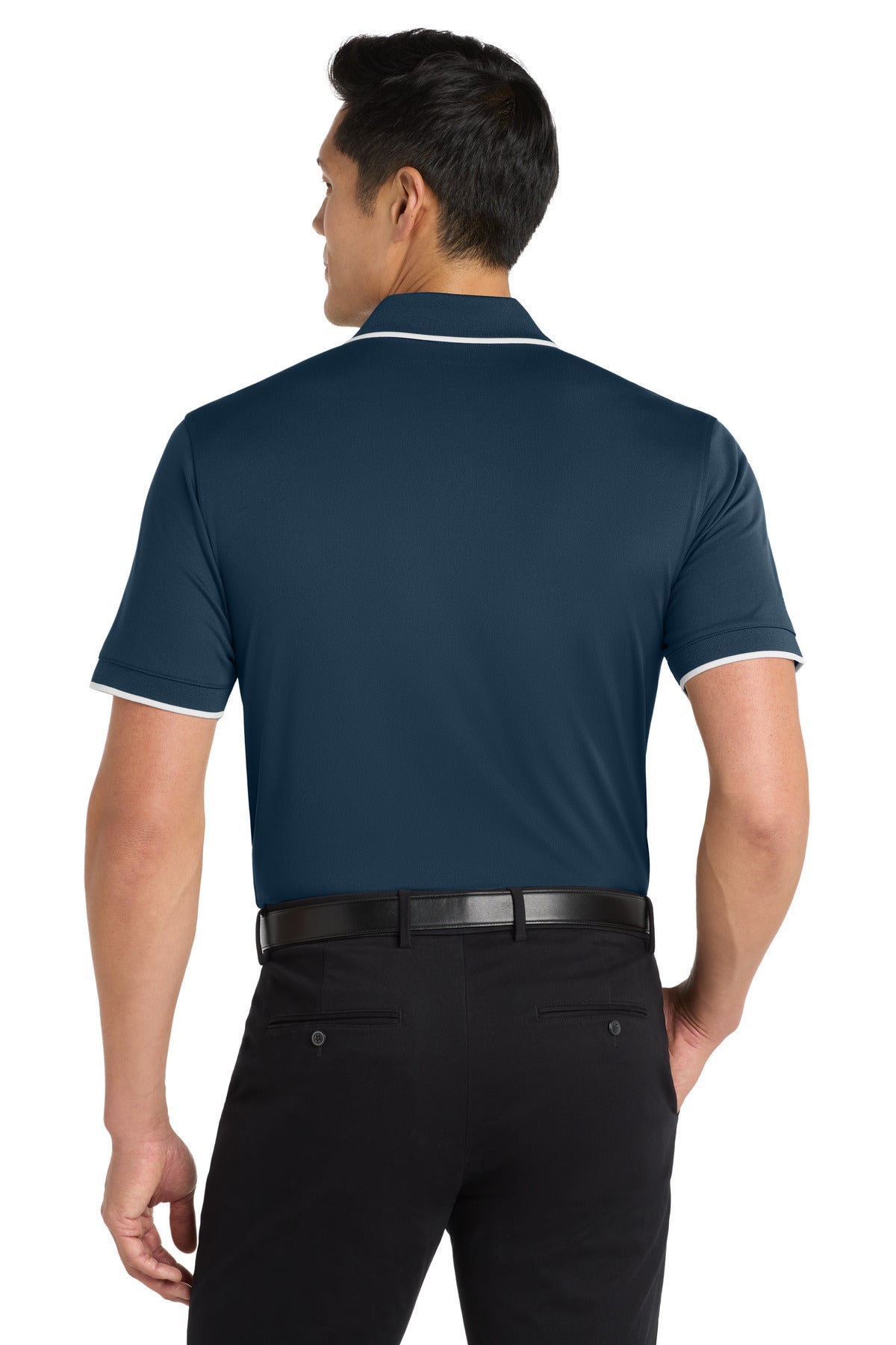 River Bl Ny/Wh Port Authority Dry Zone UV Micro-Mesh Tipped Polo. K111 plain