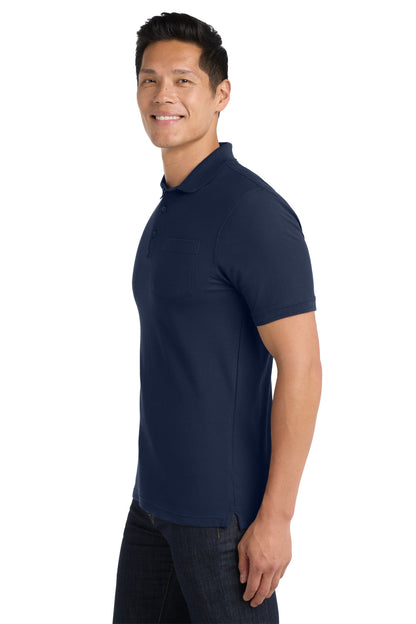 River Blue Nvy Port Authority Core Classic Pique Pocket Polo. K100P plain