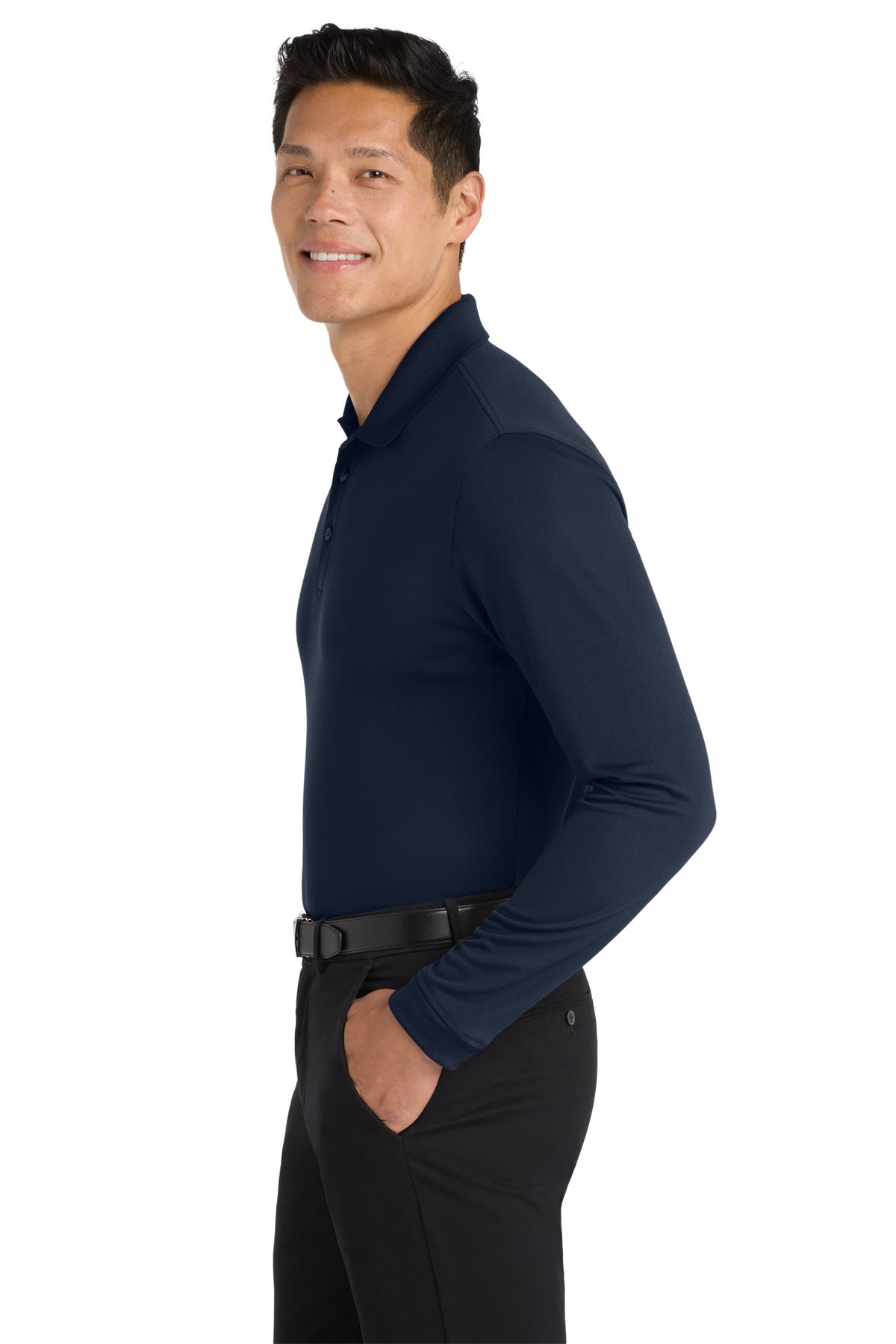 River Blue Nvy Port Authority Dry Zone UV Micro-Mesh Long Sleeve Polo K110LS plain