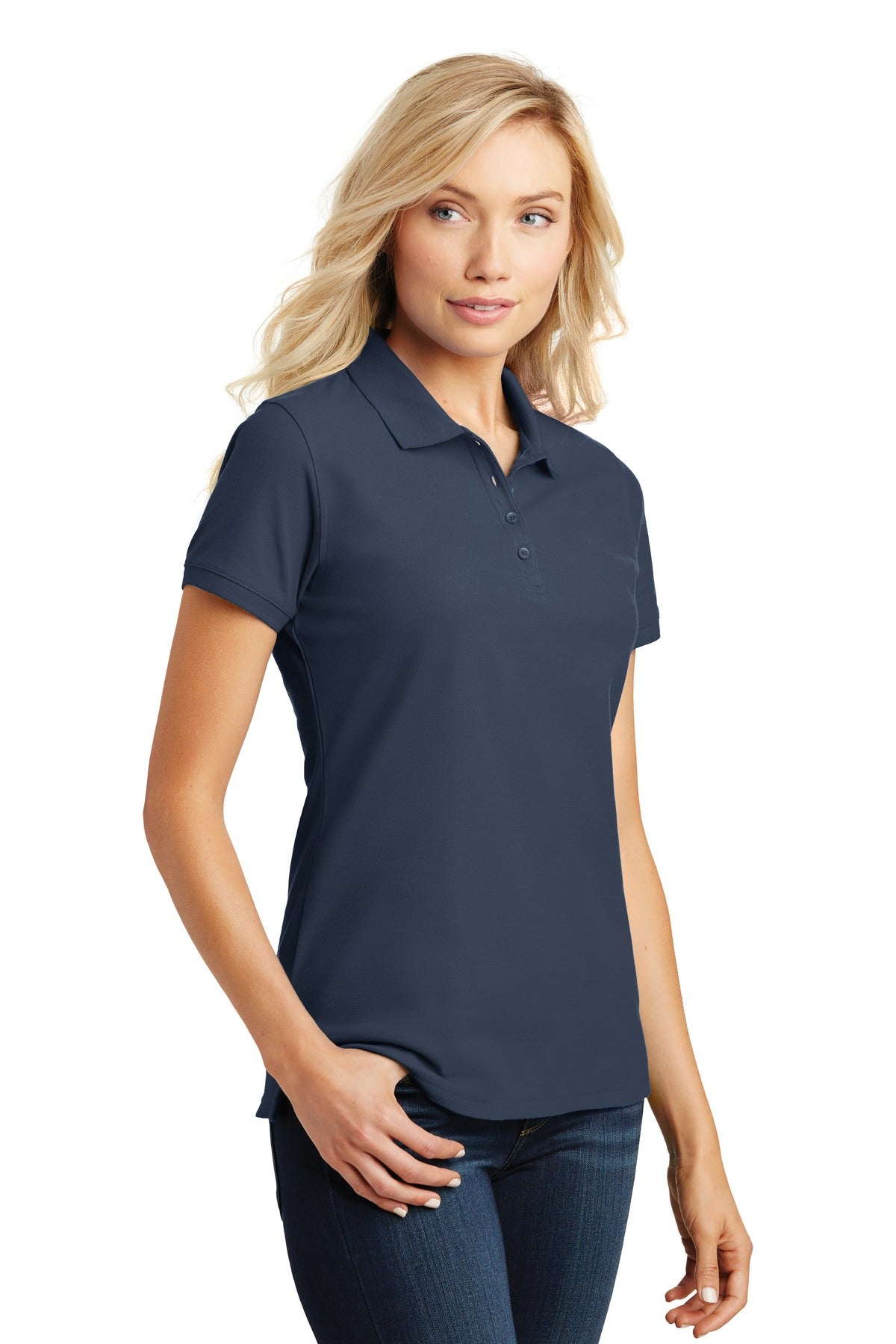 River Blue Nvy Port Authority Women's Core Classic Pique Polo. L100 plain