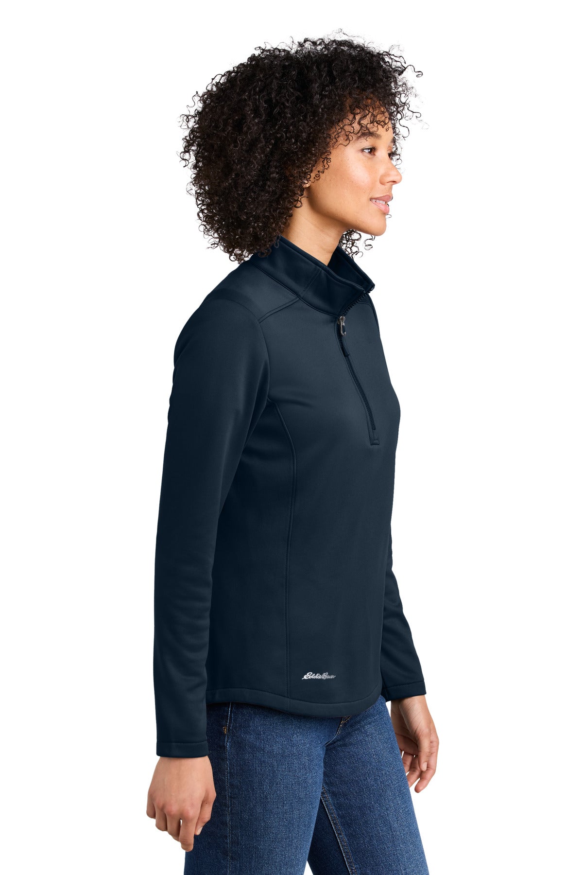 RiverBlNv Eddie Bauer Women's Smooth Mid Layer Fleece 1/2-Zip EB2370 plain