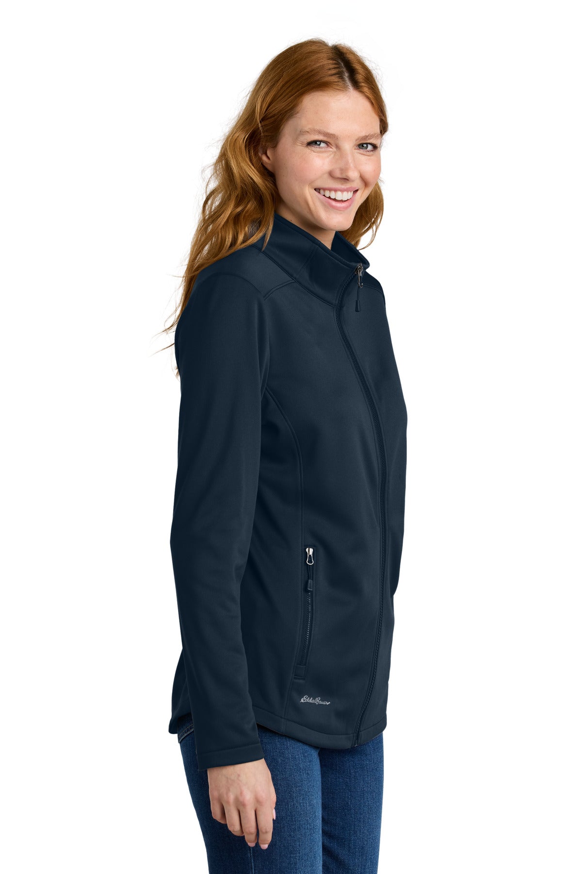 RiverBlNv Eddie Bauer Women's Smooth Mid Layer Fleece Full-Zip EB2470 plain