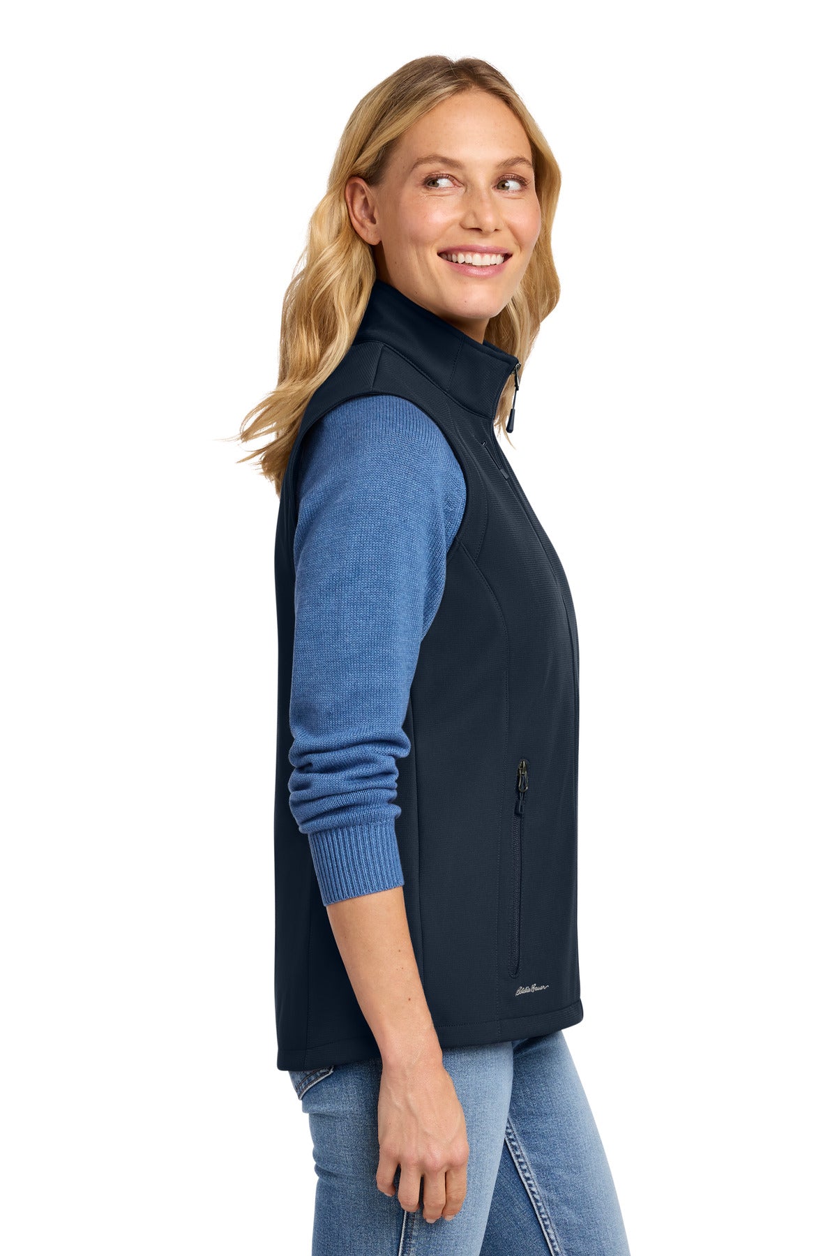 RiverBlNv Eddie Bauer Women's Stretch Soft Shell Vest EB547 plain