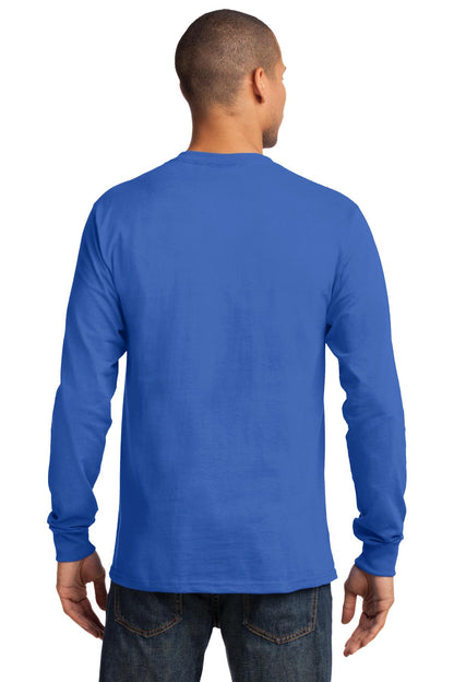 Royal Blue Port & Co Long Sleeve Essential Tee. PC61LS plain