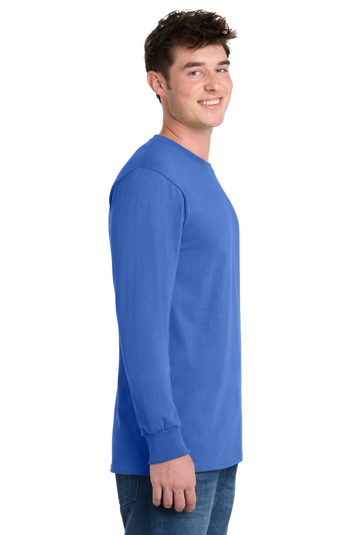 Royal Blue Port & Co Long Sleeve Essential Tee. PC61LS plain