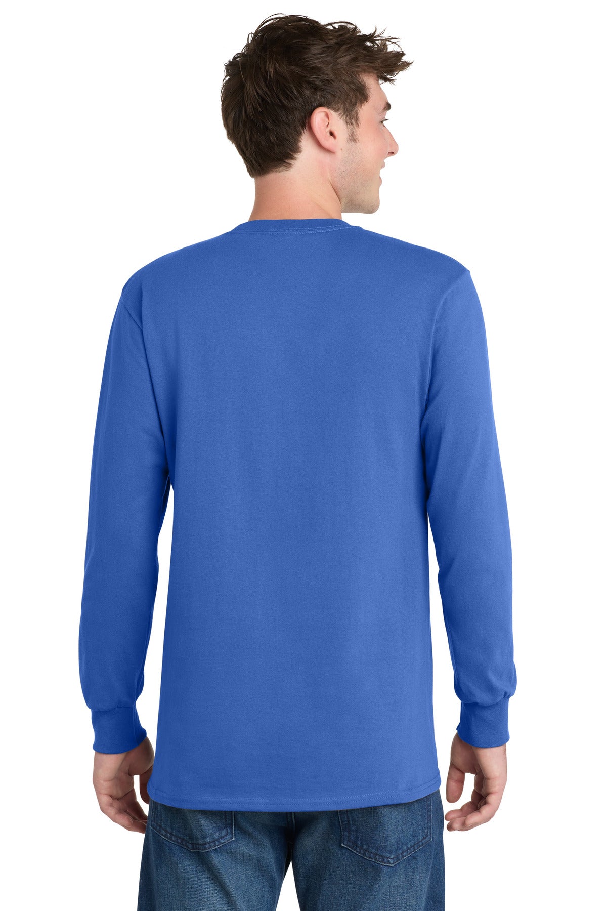Royal Blue Port & Co Long Sleeve Essential Tee. PC61LS plain