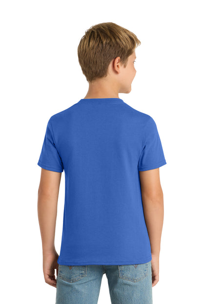 Royal Blue Port & Co Youth Core Blend Tee. PC55Y plain