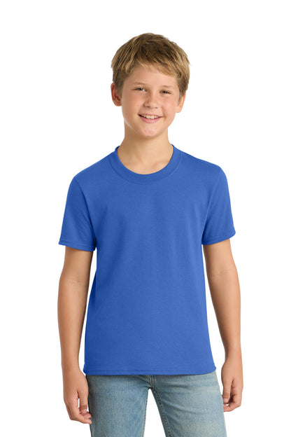 Royal Blue Port & Co Youth Core Blend Tee. PC55Y plain