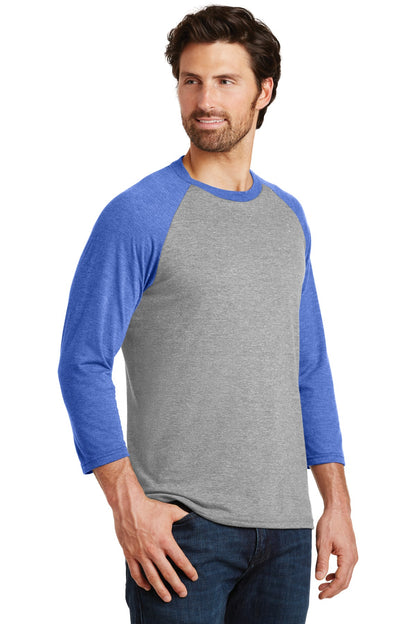 Royal Fr/Gry F District Perfect Tri 3/4-Sleeve Raglan. DM136 plain