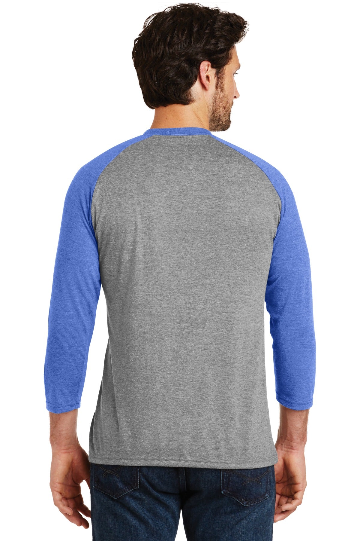 Royal Fr/Gry F District Perfect Tri 3/4-Sleeve Raglan. DM136 plain