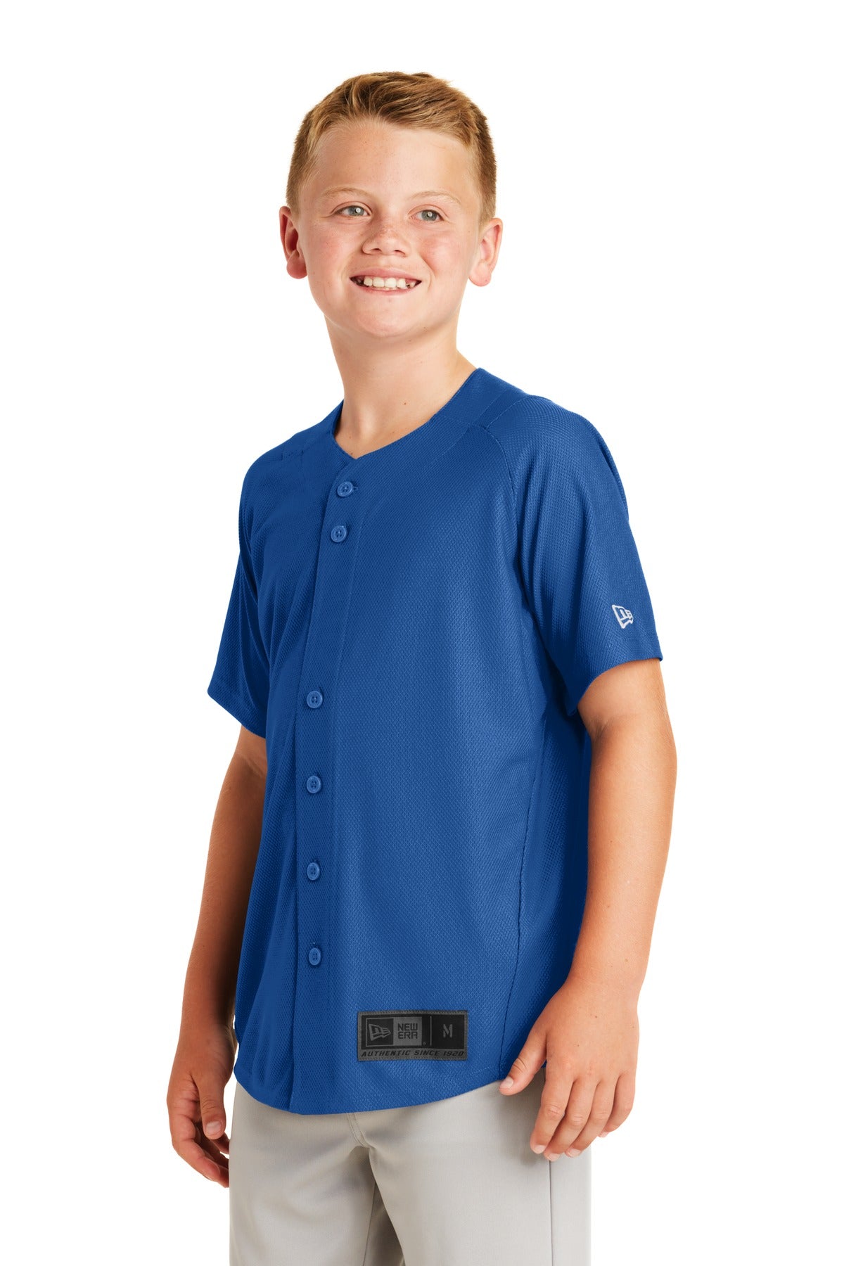 Royal New Era Youth Diamond Era Full-Button Jersey. YNEA220 plain