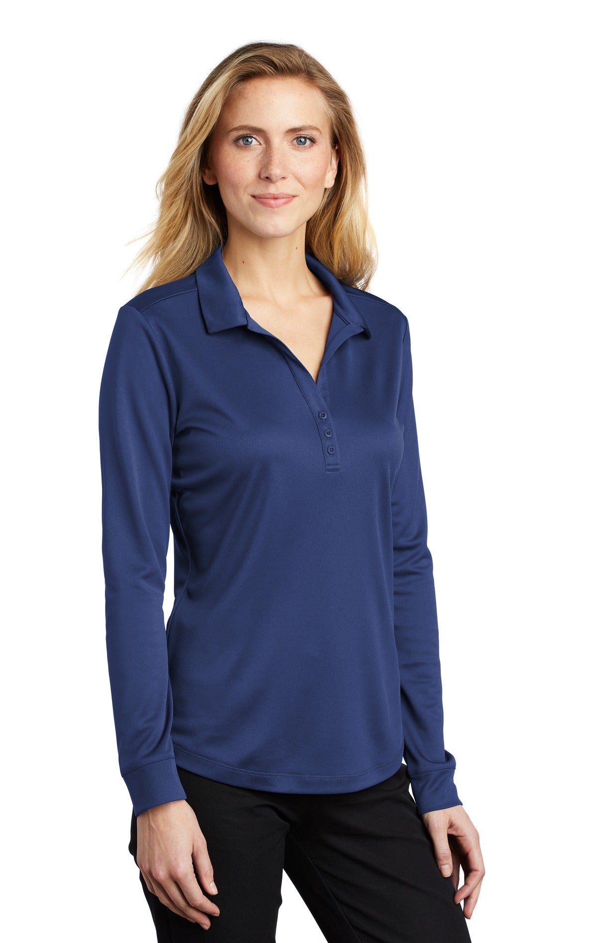 Royal Port Authority Women's Silk Touch Performance Long Sleeve Polo. L540LS plain
