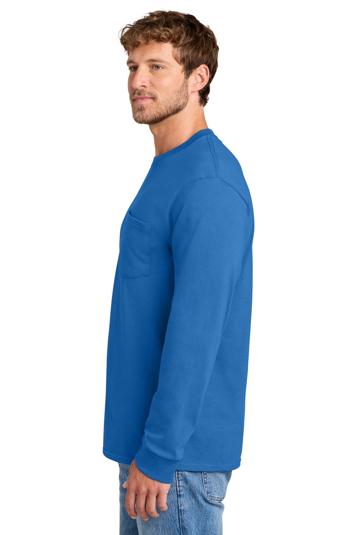 Royal Port & Co Tall Long Sleeve Essential Pocket Tee. PC61LSPT plain