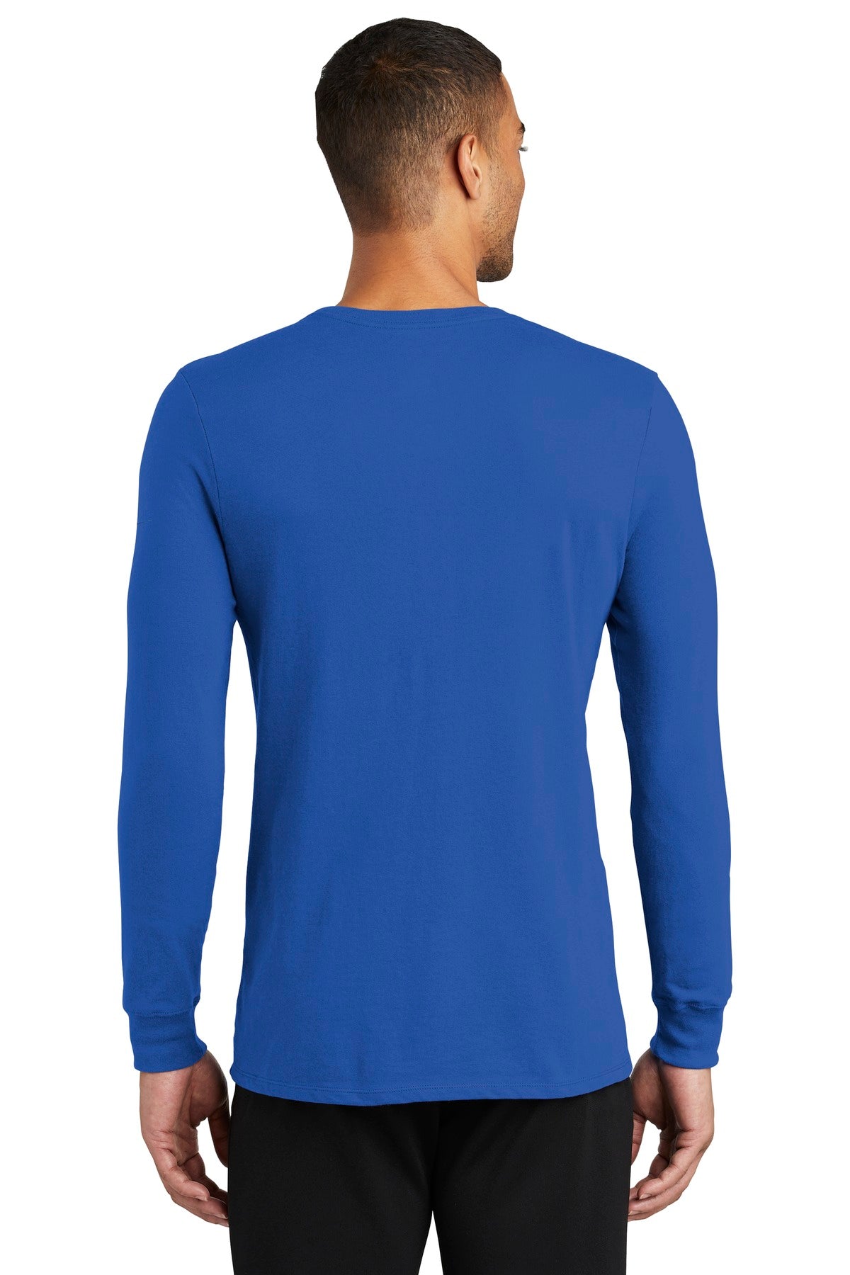 Rush Blue Nike Dri-FIT Cotton/Poly Long Sleeve Tee. NKBQ5230 plain