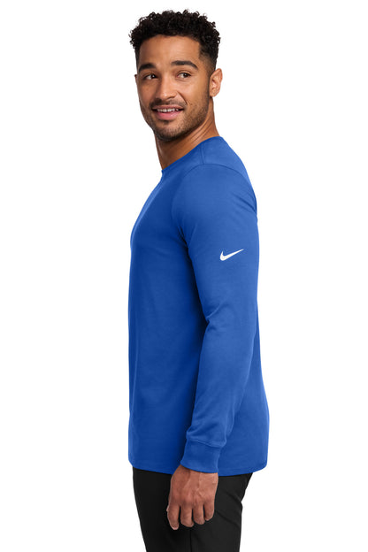 Rush Blue Nike Dri-FIT Cotton/Poly Long Sleeve Tee. NKBQ5230 plain