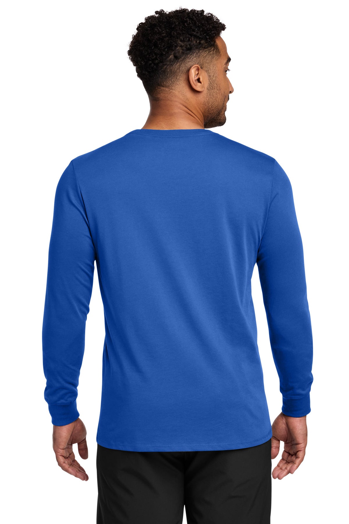 Rush Blue Nike Dri-FIT Cotton/Poly Long Sleeve Tee. NKBQ5230 plain