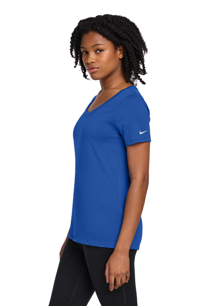 Rush Blue Nike Women's Dri-FIT Cotton/Poly Scoop Neck Tee. NKBQ5234 plain