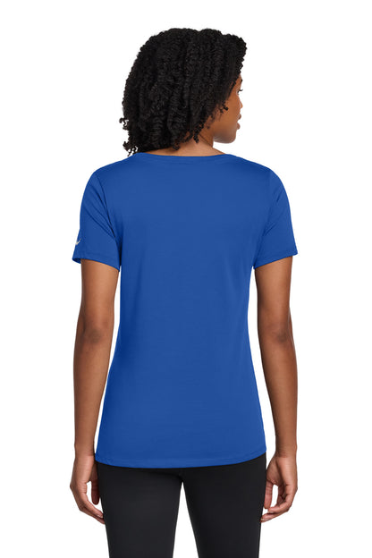 Rush Blue Nike Women's Dri-FIT Cotton/Poly Scoop Neck Tee. NKBQ5234 plain