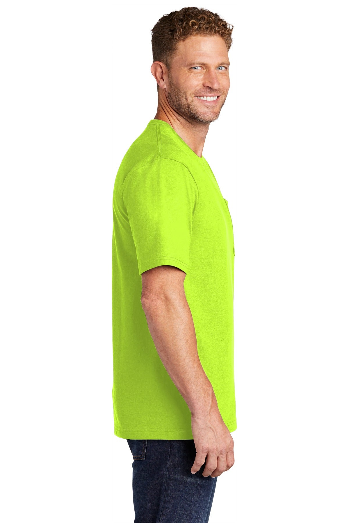Safety Green CornerStone Workwear Pocket Tee CS430 plain
